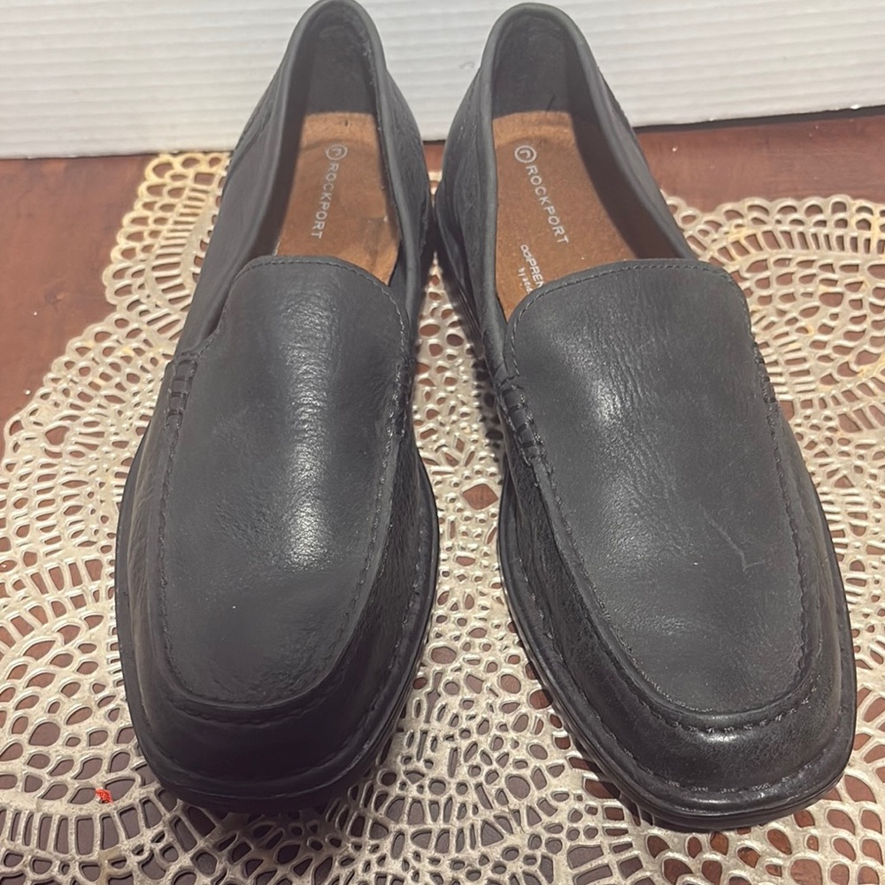 Rockport Men's Dark Gray Leather Slip-Ons